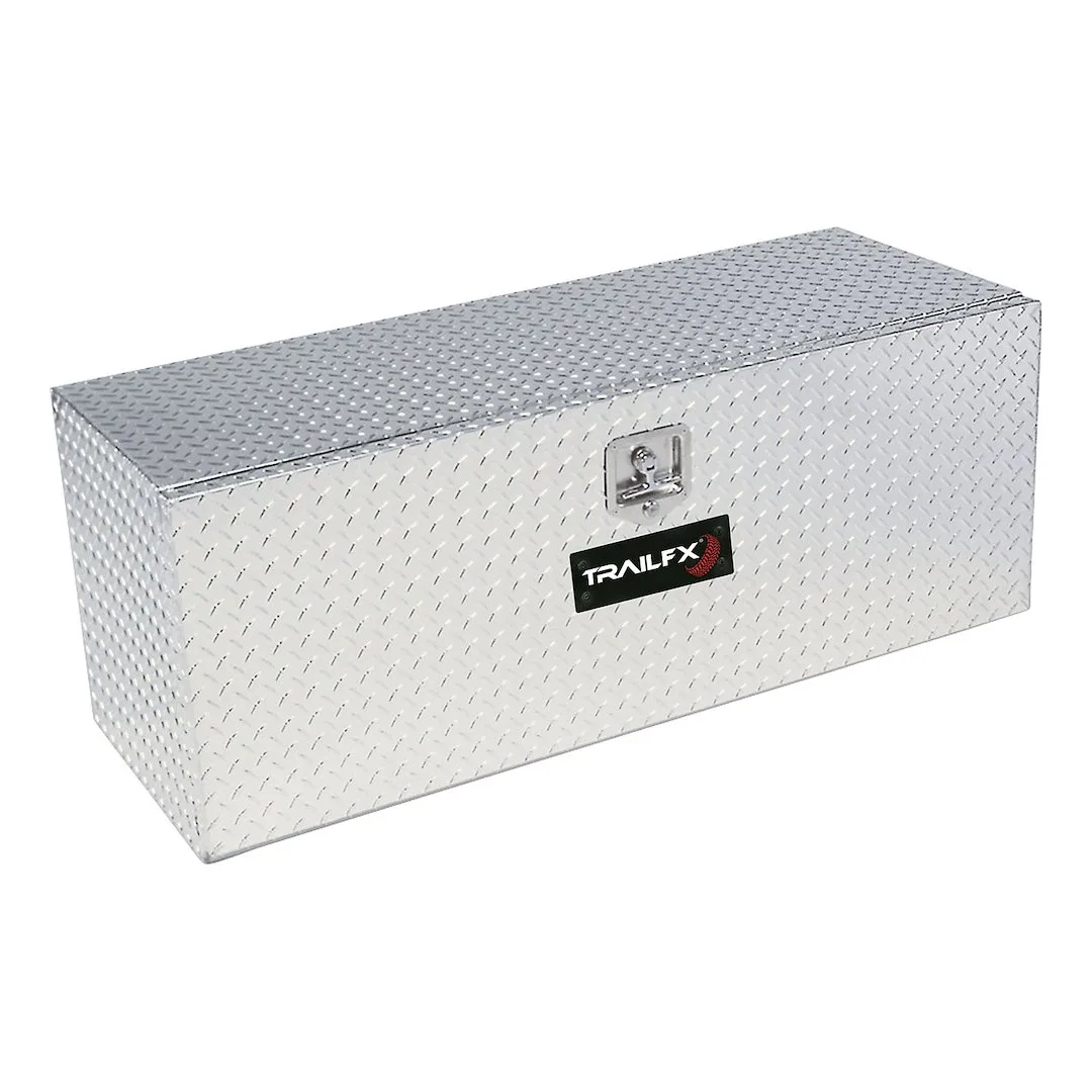 190241 – TRAILFX Tool Box, Underbody Single Lid Diamond Tread Bright Polished 16 Gauge Aluminum 24 Inch Length x 17-1...